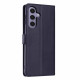 For Samsung Galaxy S24+ 5G Tree Cat Embossed Flip Vegan Leather Phone Case(Dark Blue)