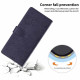 For Samsung Galaxy S24+ 5G Tree Cat Embossed Flip Vegan Leather Phone Case(Dark Blue)