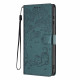For Samsung Galaxy S24+ 5G Tree Cat Embossed Flip Vegan Leather Phone Case(Deep Green)