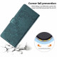 For Samsung Galaxy S24+ 5G Tree Cat Embossed Flip Vegan Leather Phone Case(Deep Green)