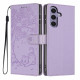 For Samsung Galaxy S24+ 5G Tree Cat Embossed Flip Vegan Leather Phone Case(Purple)