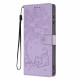 For Samsung Galaxy S24+ 5G Tree Cat Embossed Flip Vegan Leather Phone Case(Purple)