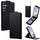 For Samsung Galaxy S24+ 5G Vertical Flip Cover Solid Color Vegan Leather Phone Case with Crossbody Chain(Black)