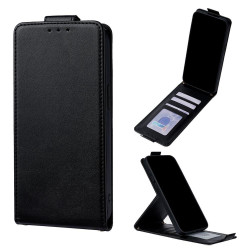 For Samsung Galaxy S24+ 5G Vertical Flip Cover Solid Color Vegan Leather Phone Case with Crossbody Chain(Black)