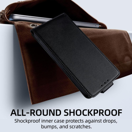For Samsung Galaxy S24+ 5G Vertical Flip Cover Solid Color Vegan Leather Phone Case with Crossbody Chain(Black)