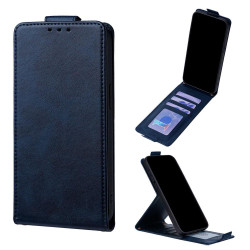 For Samsung Galaxy S24+ 5G Vertical Flip Cover Solid Color Vegan Leather Phone Case with Crossbody Chain(Blue)