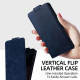 For Samsung Galaxy S24+ 5G Vertical Flip Cover Solid Color Vegan Leather Phone Case with Crossbody Chain(Blue)