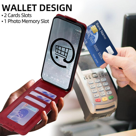 For Samsung Galaxy S24+ 5G Vertical Flip Cover Solid Color Vegan Leather Phone Case with Crossbody Chain(Red)