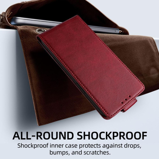 For Samsung Galaxy S24+ 5G Vertical Flip Cover Solid Color Vegan Leather Phone Case with Crossbody Chain(Red)