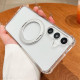 For Samsung Galaxy S24+ 5G Four Corner Shockproof Space Magnetic Phone Case with 360 Degrees Rotating Holder(Transparent)