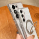 For Samsung Galaxy S24+ 5G Four Corner Shockproof Space Magnetic Phone Case with 360 Degrees Rotating Holder(Transparent)