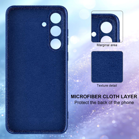 For Samsung Galaxy S24+ 5G Fine Hole Glossy Glitter Magnetic TPU Phone Case with Same Color Hand Strap(Blue)