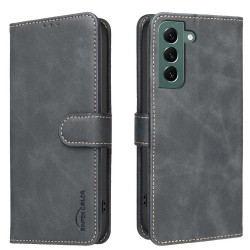 For Samsung Galaxy S24+ 5G Solid Color Calfskin Texture RFID Vegan Leather Phone Case(Black)