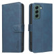 For Samsung Galaxy S24+ 5G Solid Color Calfskin Texture RFID Vegan Leather Phone Case(Blue)