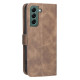 For Samsung Galaxy S24+ 5G Solid Color Calfskin Texture RFID Vegan Leather Phone Case(Brown)