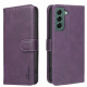 For Samsung Galaxy S24+ 5G Solid Color Calfskin Texture RFID Vegan Leather Phone Case(Purple)