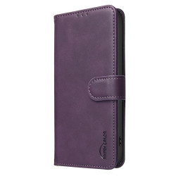 For Samsung Galaxy S24+ 5G Solid Color Calfskin Texture RFID Vegan Leather Phone Case(Purple)