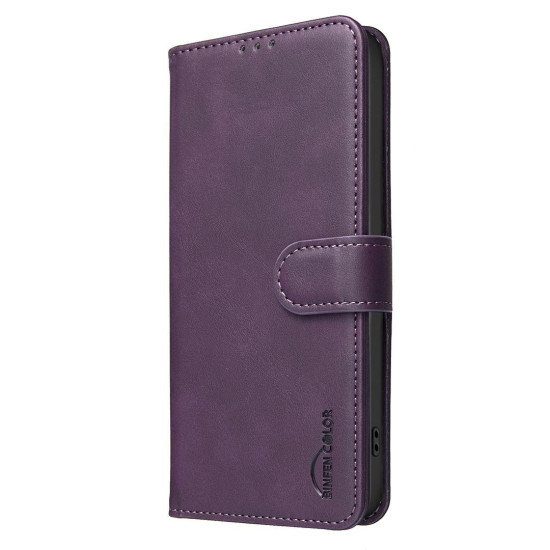 For Samsung Galaxy S24+ 5G Solid Color Calfskin Texture RFID Vegan Leather Phone Case(Purple)