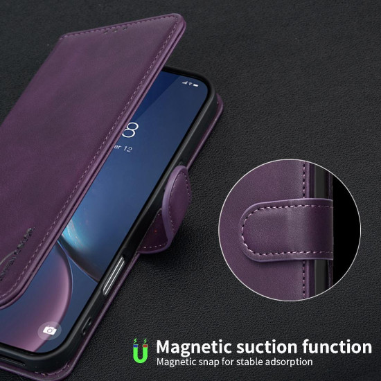 For Samsung Galaxy S24+ 5G Solid Color Calfskin Texture RFID Vegan Leather Phone Case(Purple)