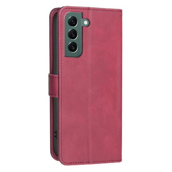 For Samsung Galaxy S24+ 5G Solid Color Calfskin Texture RFID Vegan Leather Phone Case(Red)