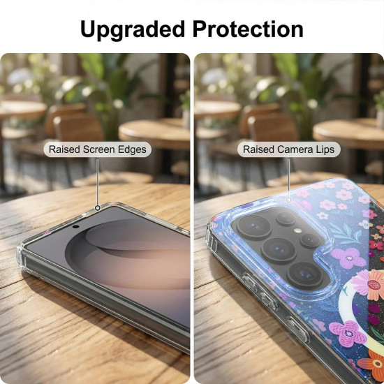 For Samsung Galaxy S24+ 5G IMD Blue Light Jungle Series Magnetic Phone Case(Flower)