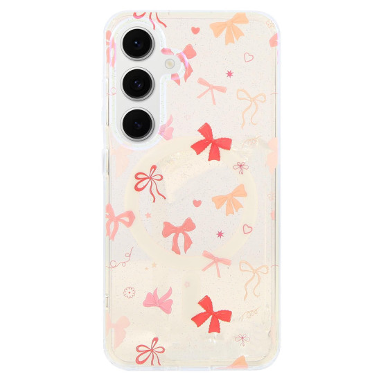 For Samsung Galaxy S24+ 5G IMD Blue Light Jungle Series Magnetic Phone Case(Pink Knot)