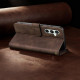 For Samsung Galaxy S24+ 5G AZNS A2 Series Tri-Card Wallet RFID Vegan Leather Phone Case with Strap(Brown)
