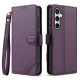 For Samsung Galaxy S24+ 5G AZNS A2 Series Tri-Card Wallet RFID Vegan Leather Phone Case with Strap(Purple)