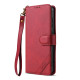 For Samsung Galaxy S24+ 5G AZNS A2 Series Tri-Card Wallet RFID Vegan Leather Phone Case with Strap(Red)