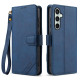 For Samsung Galaxy S24+ 5G AZNS A2 Series Tri-Card Wallet RFID Vegan Leather Phone Case with Strap(Blue)