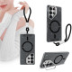 For Samsung Galaxy S24+ 5G Camera Bracket Glitter Magnetic Phone Case with Lanyard(Black)