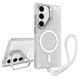For Samsung Galaxy S24+ 5G Camera Bracket Glitter Magnetic Phone Case with Lanyard(White)