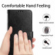 For Samsung Galaxy S23+ 5G Sunflower Embossed Vegan Leather Phone Case with Small Black Rope(Black)