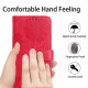 For Samsung Galaxy S23+ 5G Sunflower Embossed Vegan Leather Phone Case with Small Black Rope(Red)