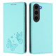 For Samsung Galaxy S23+ 5G Strong Magnetic Dual Butterfly RFID Vegan Leather Phone Case(Mint Green)
