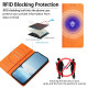 For Samsung Galaxy S23+ 5G Strong Magnetic Dual Butterfly RFID Vegan Leather Phone Case(Orange)