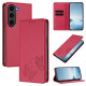 For Samsung Galaxy S23+ 5G Strong Magnetic Dual Butterfly RFID Vegan Leather Phone Case(Red)