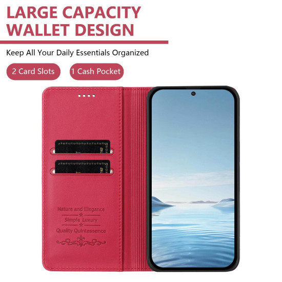 For Samsung Galaxy S23+ 5G Strong Magnetic Dual Butterfly RFID Vegan Leather Phone Case(Red)