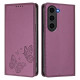 For Samsung Galaxy S23+ 5G Strong Magnetic Dual Butterfly RFID Vegan Leather Phone Case(Violet Purple)