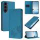 For Samsung Galaxy S23+ 5G Strong Magnetic Dual Butterfly RFID Vegan Leather Phone Case(Lake Blue)
