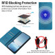 For Samsung Galaxy S23+ 5G Strong Magnetic Dual Butterfly RFID Vegan Leather Phone Case(Lake Blue)