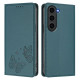For Samsung Galaxy S23+ 5G Strong Magnetic Dual Butterfly RFID Vegan Leather Phone Case(Peacock Green)