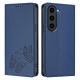 For Samsung Galaxy S23+ 5G Strong Magnetic Dual Butterfly RFID Vegan Leather Phone Case(Dark Blue)