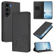 For Samsung Galaxy S23+ 5G Strong Magnetic Dual Butterfly RFID Vegan Leather Phone Case(Black)