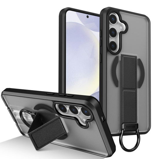 For Samsung Galaxy S24+ 5G Skin-Friendly D-Ring Holder Magnetic Shockproof Phone Case(Black)