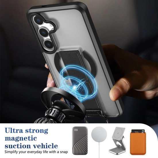 For Samsung Galaxy S24+ 5G Skin-Friendly D-Ring Holder Magnetic Shockproof Phone Case(Black)