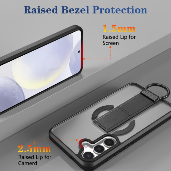For Samsung Galaxy S24+ 5G Skin-Friendly D-Ring Holder Magnetic Shockproof Phone Case(Black)