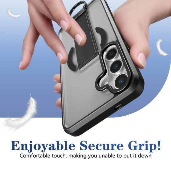 For Samsung Galaxy S24+ 5G Skin-Friendly D-Ring Holder Magnetic Shockproof Phone Case(Black)