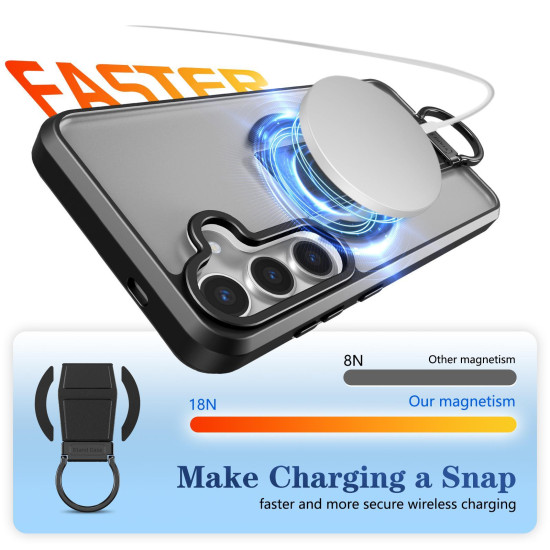 For Samsung Galaxy S24+ 5G Skin-Friendly D-Ring Holder Magnetic Shockproof Phone Case(Black)