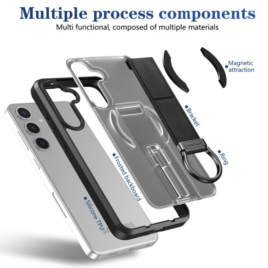 For Samsung Galaxy S24+ 5G Skin-Friendly D-Ring Holder Magnetic Shockproof Phone Case(Black)
